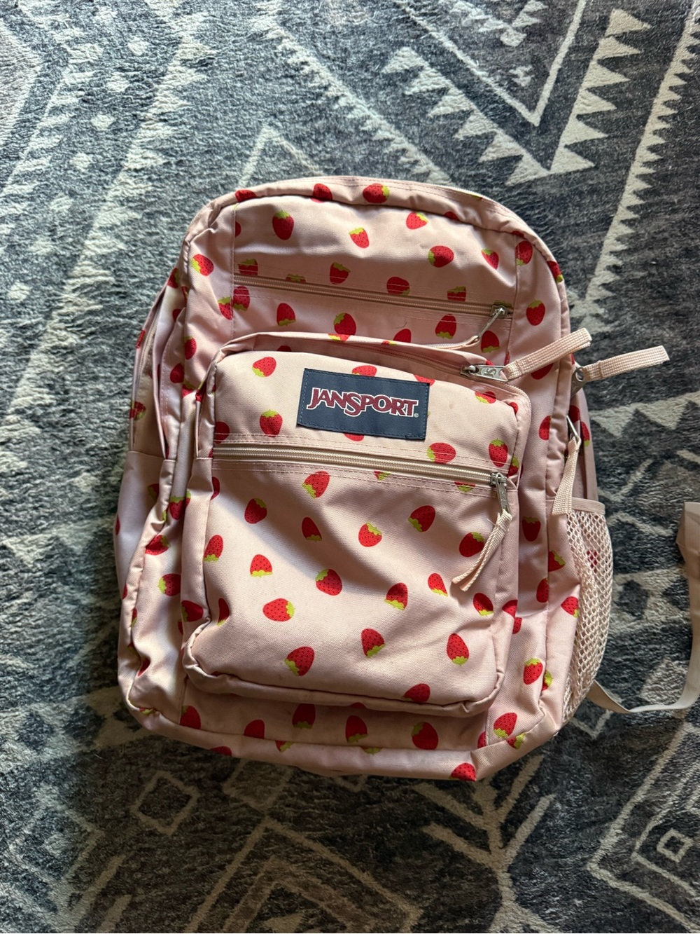 Jansport Pink Strawberry Print Kids Backpack